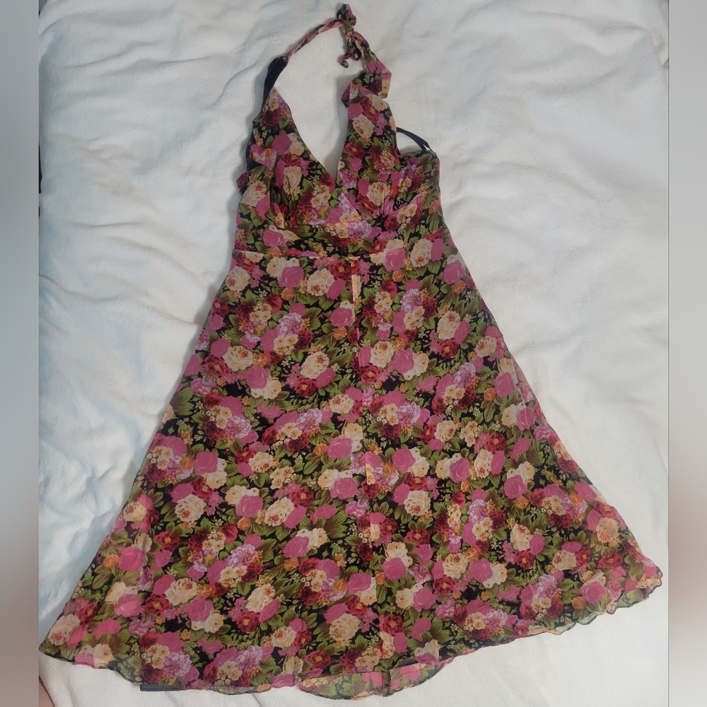 Vintage Newport News 100% Silk Floral Dress Size 8 - Picture 3 of 5